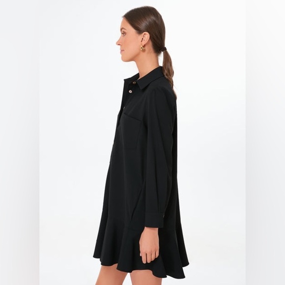 TUCKERNUCK Callahan Black Cotton Shirt Flutter Dress Long Sleeve - Picture 10 of 11